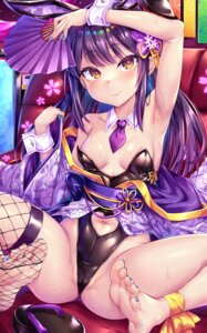 animal_ears bunny_ears bunny_girl cameltoe fate/kaleid_liner_prisma_illya fate/stay_night fishnets japanese_clothes loli miyu_edelfelt no_bra thighhighs toraishi_666 wet