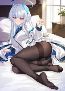 blue_archive cameltoe halo lingerie merufena pantsu pantyhose see_through seifuku skirt_lift ushio_noa