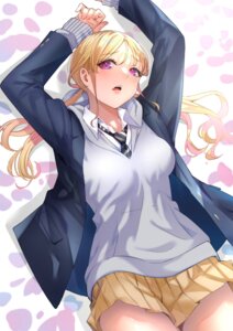 kusunoki_aroma sawaranaide_kotesashi-kun seifuku shinjou_takuya skirt_lift sweater