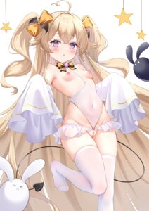 attilio_regolo_(azur_lane) azur_lane breasts loli nipples pussy qian_hen see_through swimsuits tail thighhighs uncensored