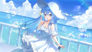 dress mayo_(miyusa) no_bra skirt_lift summer_dress