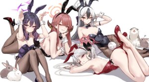 animal_ears asagi_mutsuki blue_archive bunny_ears bunny_girl halo heels horns igusa_haruka loli neko no_bra onikata_kayoko pantyhose pointy_ears rikuhachima_aru shigure tail