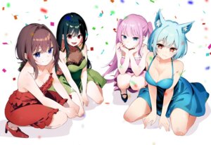Rating: Questionable Score: 26 Tags: animal_ears dress heels himekawa_nene igarashi_masakuni inohana_rikka kirino_iko mayonaka_heart_tune no_bra see_through skirt_lift uzuki_shinobu User: VigorousMMM