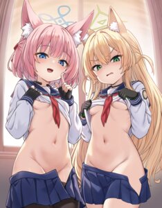 Rating: Questionable Score: 74 Tags: animal_ears blue_archive halo kitsune loli milkshake no_bra nopan pantyhose seifuku shirt_lift takakura_kurumi underboob undressing yoshino_niko User: Arsy
