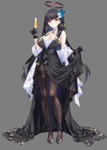 blue_archive dress halo merufena no_bra pantyhose skirt_lift transparent_png tsukatsuki_rio