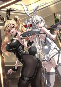 animal_ears ass bunny_ears bunny_girl garter no_bra pantyhose stockings tail takanashi_kei_(hitsujikan) thighhighs waitress