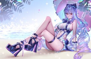 garter heels pointy_ears ringeko-chan see_through swimsuits tattoo umbrella vivian_banshee zenless_zone_zero