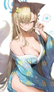 Rating: Questionable Score: 33 Tags: animal_ears blue_archive halo ichinose_asuna kimono kitsune lerome no_bra nopan open_shirt tail User: VigorousMMM