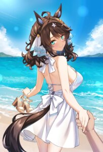 animal_ears bikini daring_tact_(umamusume) dress heels merufena see_through summer_dress swimsuits tail uma_musume_pretty_derby