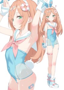Rating: Questionable Score: 18 Tags: animal_ears bandaid breasts bunny_ears bunny_girl garter kani_biimu loli minazuki_sarami nipple_slip see_through seifuku swimsuits tail User: himeno_nanako