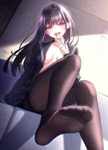 Rating: Questionable Score: 39 Tags: anjaku112 blood feet no_bra open_shirt pantyhose see_through seifuku skirt_lift User: saemonnokami