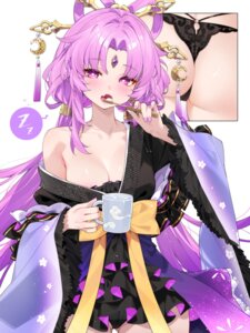 Rating: Questionable Score: 40 Tags: areola asian_clothes cameltoe fu_xuan honkai:_star_rail lingerie no_bra pantsu skirt_lift thong waterring User: BattlequeenYume