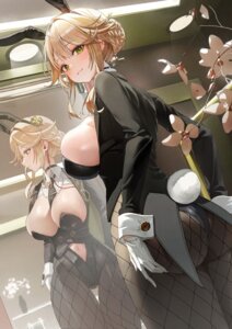 ade_(nikke) animal_ears ass bunny_ears bunny_girl fishnets goddess_of_victory:_nikke hallo_(rltkdydrltk) no_bra pantyhose tail