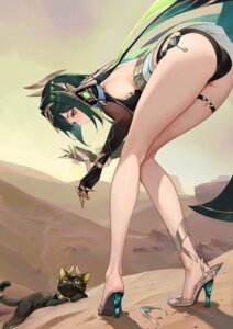 ass garter genshin_impact heels le_(huanglongen) nefer neko no_bra