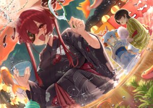 Rating: Safe Score: 11 Tags: animal_ears bunny_ears eyepatch hololive houshou_marine jpeg_artifacts oozora_subaru rossy usada_pekora wet yukata User: TagMeMeMe!