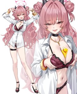 Rating: Questionable Score: 38 Tags: blue_archive bra breast_hold dress_shirt garter halo heels horns lingerie open_shirt pantsu see_through shigure yozakura_kirara User: VigorousMMM