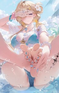 Rating: Questionable Score: 14 Tags: bikini_top feet garter haku89 lynae see_through shirt_lift swimsuits tattoo torn_clothes wet wet_clothes wuthering_waves User: Arsy