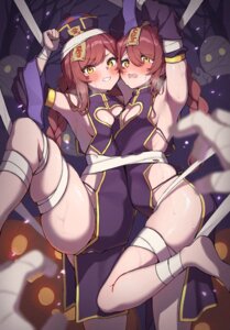 asian_clothes bandages bondage halloween maebari no_bra nopan oosaki_amana oosaki_tenka the_idolm@ster the_idolm@ster_shiny_colors wanimaru wet