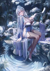 Rating: Questionable Score: 95 Tags: chinadress heels lrrer no_bra nopan see_through thighhighs User: SenjounoValkyria