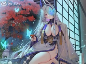 azur_lane garter japanese_clothes no_bra sake tagme unzen_(azur_lane)