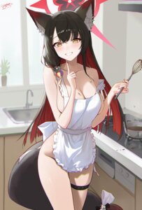 Rating: Questionable Score: 6 Tags: animal_ears blue_archive cream fritz614 garter halo kitsune kosaka_wakamo naked_apron tail valentine User: Aleax