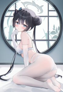 Rating: Questionable Score: 89 Tags: ass blue_archive bra halo loli pantsu pantyhose ryuuge_kisaki see_through thong usagi_(786113654) User: KenB