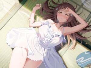 dress no_bra piyopoyo see_through skirt_lift summer_dress wet wet_clothes