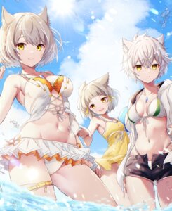 Rating: Questionable Score: 19 Tags: animal_ears bikini garter mio_(xenoblade_3) na'el_(xenoblade_3) nekomimi niyah open_shirt skirt_lift swimsuits tattoo ui_frara wet xenoblade_(series) xenoblade_2 xenoblade_3 User: himeno_nanako