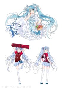 Rating: Safe Score: 9 Tags: dress hatsune_miku hechima heels pantyhose skirt_lift thighhighs vocaloid yuki_miku User: himeno_nanako