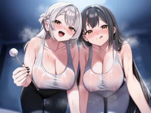 cameltoe j_young nipples no_bra see_through wet wet_clothes
