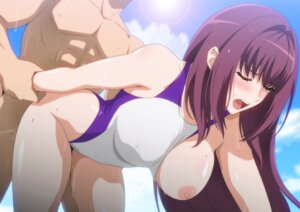 breasts fate/grand_order harahera nipples pussy_juice scathach_(fate) sex swimsuits wet