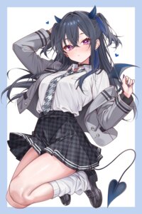 amaki_daisuke horns ichinose_uruha lupinus_virtual_games seifuku skirt_lift tail vspo! wings