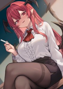 Rating: Safe Score: 7 Tags: koakuma pantyhose pointy_ears skirt_lift tail touhou wings wowoguni User: Arsy