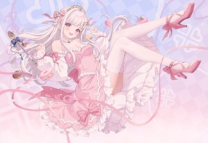 Rating: Questionable Score: 51 Tags: amakusa_fran dress heels indie_virtual_youtuber no_bra skirt_lift thighhighs yoshino_ryou User: Anonymous