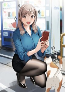 doushimasho dress_shirt heels neko pantyhose