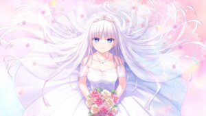 cleavage dress key na-ga naruse_shiroha no_bra see_through summer_pockets summer_pockets_reflection_blue wallpaper wedding_dress