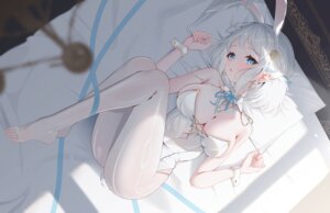 animal_ears bunny_ears bunny_girl gakuen_idolm@ster katsuragi_lilja no_bra pantyhose see_through sikimosh tail the_idolm@ster