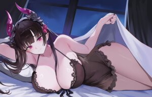 horns lingerie nbee_ya pointy_ears sheets
