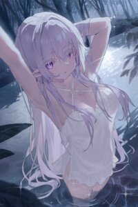 bathing lingerie nopan pointy_ears see_through tagme wet wet_clothes