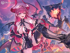 Rating: Questionable Score: 26 Tags: armor azur_lane heterochromia horns mecklenburg_(azur_lane) no_bra pointy_ears skirt_lift tagme thighhighs wings User: moonian