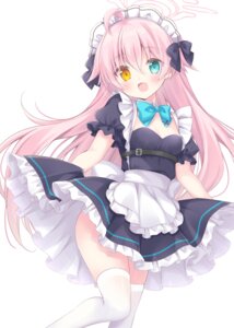 blue_archive halo heterochromia korie_riko loli maid no_bra skirt_lift takanashi_hoshino thighhighs