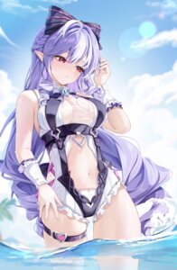 aida_noa garter pointy_ears see_through swimsuits vivian_banshee wet zenless_zone_zero