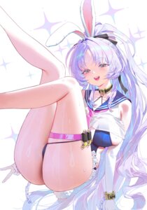 animal_ears bunny_ears garter see_through seifuku shia_(stella_sora) stella_sora swimsuits tail wet wonbin_lee