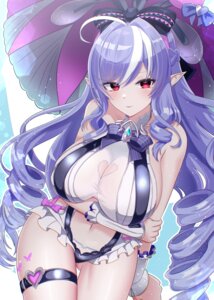 amamiya_kure garter pointy_ears see_through swimsuits tattoo umbrella vivian_banshee zenless_zone_zero