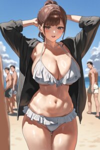 anteiru bikini open_shirt swimsuits