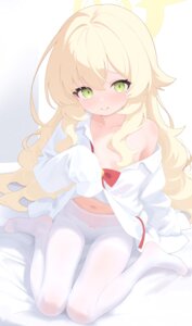 Rating: Questionable Score: 58 Tags: blue_archive dress_shirt halo jiuchong_ying_fengxue loli no_bra open_shirt pantsu pantyhose professor_niyaniya see_through User: Aleax