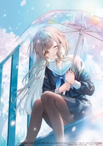 hanekoto otonari_no_tenshi-sama_ni_itsunomanika_dame_ningen_ni_sareteita_ken pantyhose see_through seifuku shiina_mahiru skirt_lift umbrella