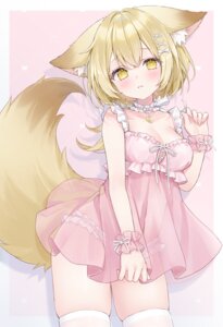Rating: Questionable Score: 28 Tags: animal_ears kitsune lingerie pantsu see_through shano_hiyori tail thighhighs User: whitespace1