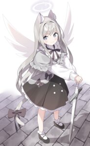 Rating: Safe Score: 21 Tags: angel animal_ears nekomimi sword tail tantan_men_(dragon) wings User: Anonymous