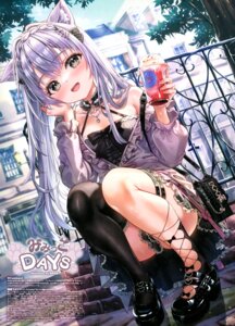 animal_ears fujima_takuya garter skirt_lift thighhighs